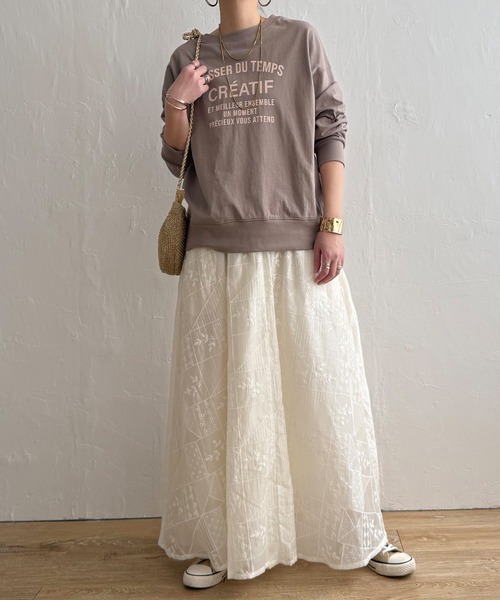 LBC（エルビーシー）の「パッチワーク風レースギャザーロングスカート（スカート・レディース・オフホワイト/ブラック・M）」の10枚目の写真