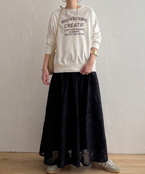 LBC（エルビーシー）の「パッチワーク風レースギャザーロングスカート（スカート・レディース・オフホワイト/ブラック・M）」の11枚目の写真