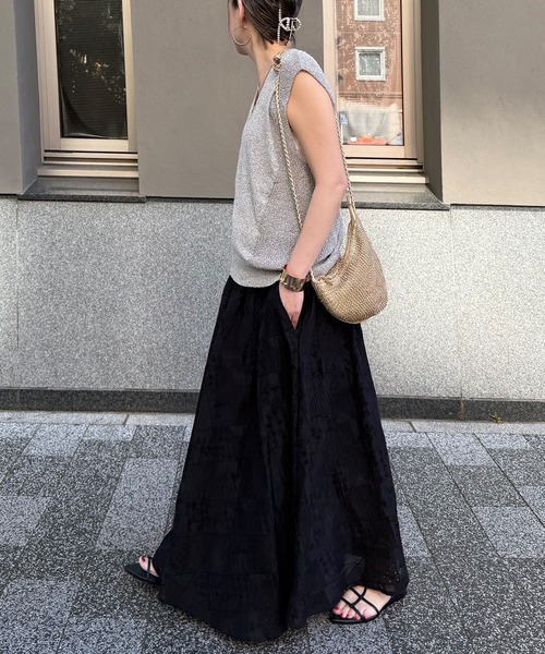 LBC（エルビーシー）の「パッチワーク風レースギャザーロングスカート（スカート・レディース・オフホワイト/ブラック・M）」の18枚目の写真