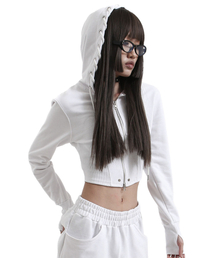 KAIYA（カイヤ）の「tie me up hoodie zip-up White（パーカー）」