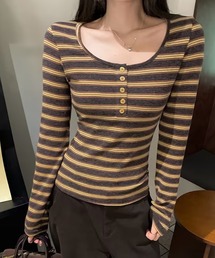 修身長袖Tシャツ