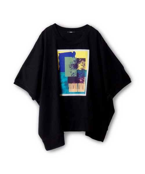 OSMOSIS(オズモーシス)の「アシンメトリーグラフィックTシャツ(Tシャツ/カットソー・レディース・ホワイト/チャコール/ブラック・ONE SIZE)」の4枚目の写真
