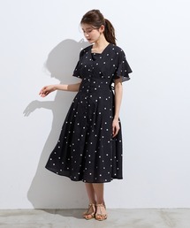 セール】【手洗いOK】ボタニカル風フラワーワンピース（ワンピース