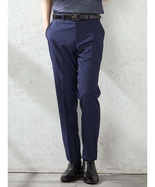 Perfect Suit FActory(パーフェクトスーツファクトリー)の「【膝あてメッシュ/高通気/清涼/ムレにくい】「羽衣を纏う」ビズスラックス グレンチェック ブルー(スラックス・メンズ・ブルー・73/94/76/79/82/85/88/91)」の1枚目の写真