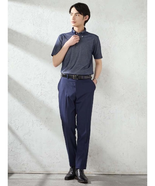 Perfect Suit FActory(パーフェクトスーツファクトリー)の「【膝あてメッシュ/高通気/清涼/ムレにくい】「羽衣を纏う」ビズスラックス グレンチェック ブルー(スラックス・メンズ・ブルー・73/94/76/79/82/85/88/91)」の3枚目の写真