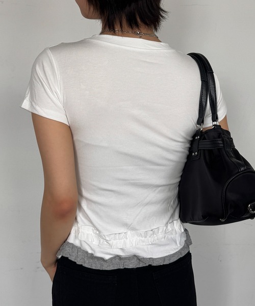lilful(リルフル)の「【26年春夏新作】フリルティアードフェイクレイヤード半袖Tシャツ(Tシャツ/カットソー・レディース・ホワイト/ブラック・F)」の22枚目の写真