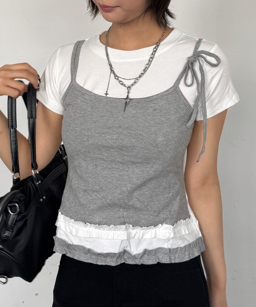 lilful(リルフル)の「【26年春夏新作】フリルティアードフェイクレイヤード半袖Tシャツ(Tシャツ/カットソー・レディース・ホワイト/ブラック・F)」の20枚目の写真