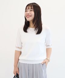 袖シアーニットプルオーバー