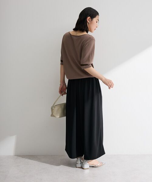 Green Parks(グリーンパークス)の「袖シアーニットプルオーバー(Tシャツ/カットソー・レディース・モカ/ブラック/オフホワイト/ブルー・FREE)」の7枚目の写真