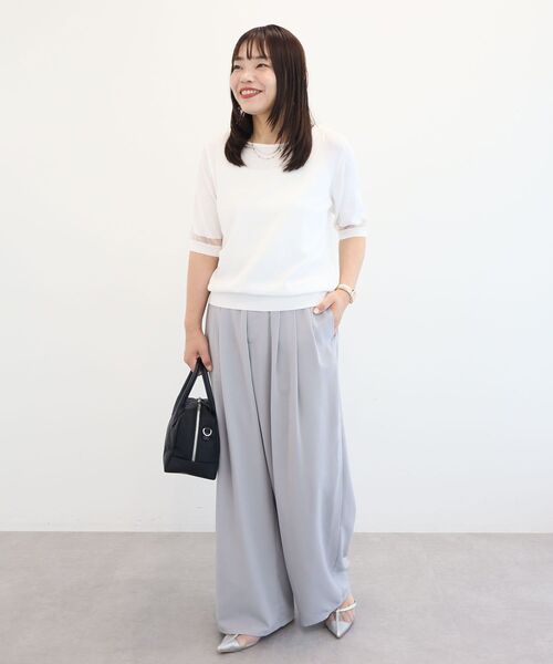 Green Parks(グリーンパークス)の「袖シアーニットプルオーバー(Tシャツ/カットソー・レディース・モカ/ブラック/オフホワイト/ブルー・FREE)」の16枚目の写真