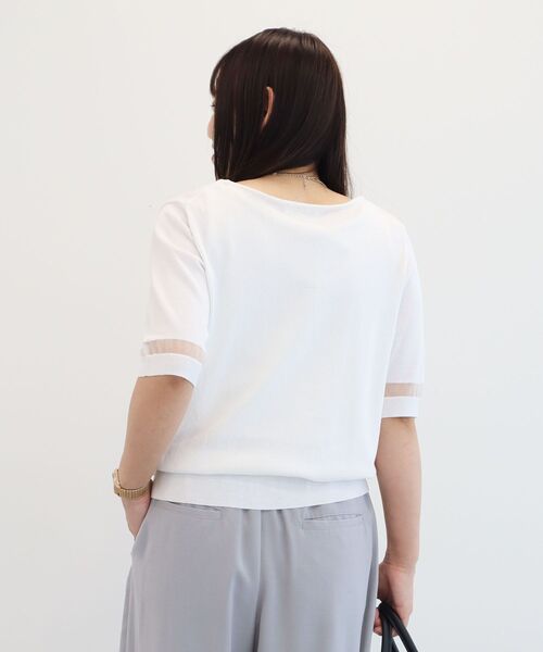 Green Parks(グリーンパークス)の「袖シアーニットプルオーバー(Tシャツ/カットソー・レディース・モカ/ブラック/オフホワイト/ブルー・FREE)」の20枚目の写真