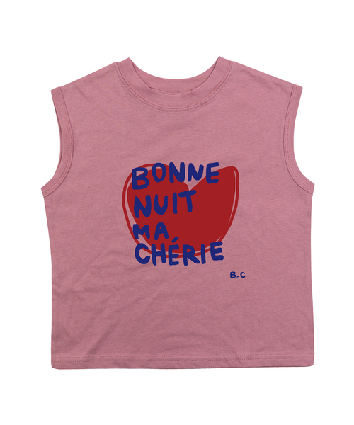 BEACHESAND CREAM KIDS(ビーチスアンドクリームキッズ)の「ボネットハート 袖なしTシャツ-グレイッシュピンク(Bonnet Sleeveless T grayish pink)(Tシャツ/カットソー・レディース・ピンク・SMALL/MEDIUM/LARGE)」の1枚目の写真