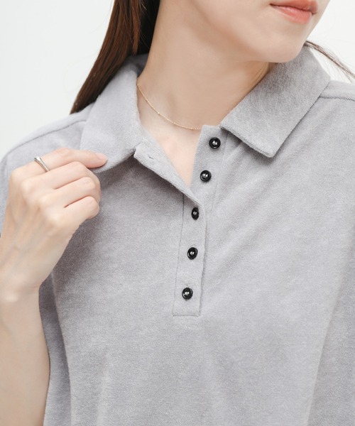 select MOCA(セレクトモカ)の「ベーシックパイルポロTシャツ(ポロシャツ・レディース・ライトグレー/グレイッシュベージュ/チャコール・FREE)」の10枚目の写真