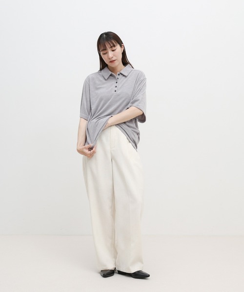 select MOCA(セレクトモカ)の「ベーシックパイルポロTシャツ(ポロシャツ・レディース・ライトグレー/グレイッシュベージュ/チャコール・FREE)」の11枚目の写真
