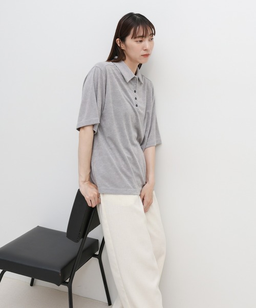 select MOCA(セレクトモカ)の「ベーシックパイルポロTシャツ(ポロシャツ・レディース・ライトグレー/グレイッシュベージュ/チャコール・FREE)」の13枚目の写真