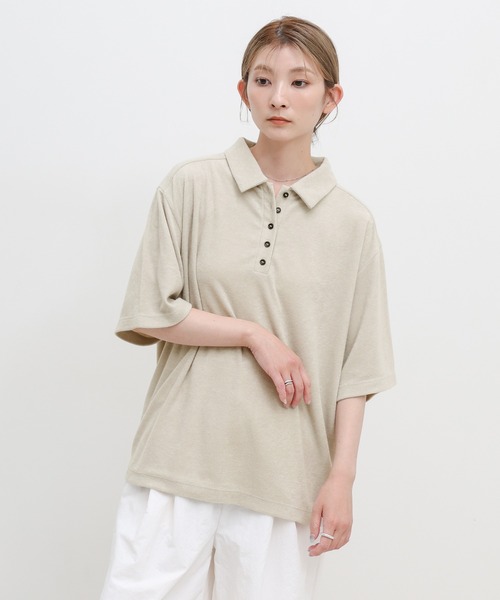select MOCA(セレクトモカ)の「ベーシックパイルポロTシャツ(ポロシャツ・レディース・ライトグレー/グレイッシュベージュ/チャコール・FREE)」の16枚目の写真
