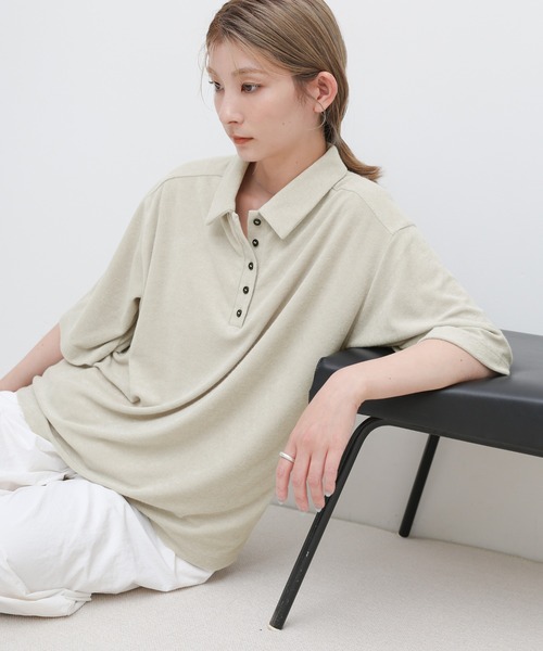select MOCA(セレクトモカ)の「ベーシックパイルポロTシャツ(ポロシャツ・レディース・ライトグレー/グレイッシュベージュ/チャコール・FREE)」の15枚目の写真