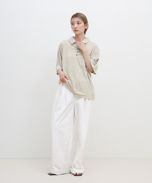 select MOCA(セレクトモカ)の「ベーシックパイルポロTシャツ(ポロシャツ・レディース・ライトグレー/グレイッシュベージュ/チャコール・FREE)」の5枚目の写真
