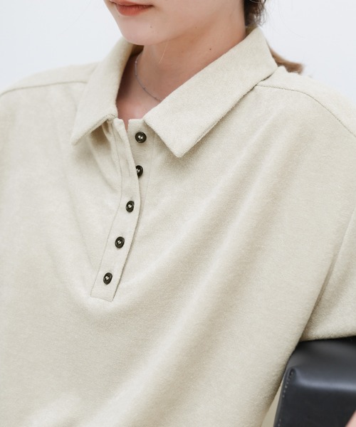 select MOCA(セレクトモカ)の「ベーシックパイルポロTシャツ(ポロシャツ・レディース・ライトグレー/グレイッシュベージュ/チャコール・FREE)」の18枚目の写真