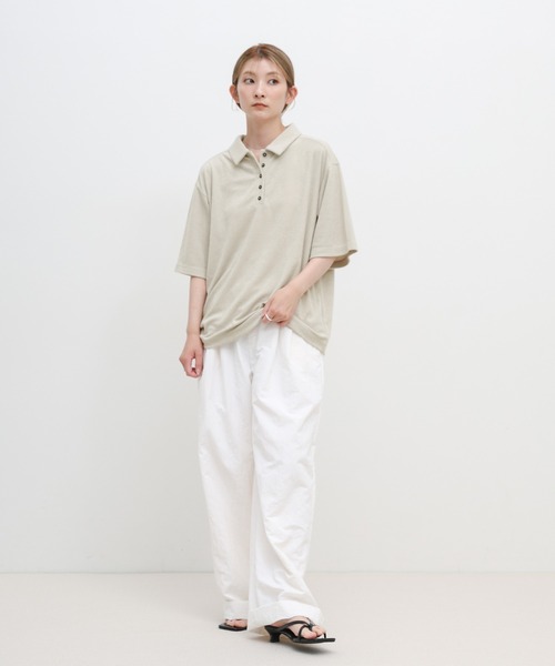 select MOCA(セレクトモカ)の「ベーシックパイルポロTシャツ(ポロシャツ・レディース・ライトグレー/グレイッシュベージュ/チャコール・FREE)」の21枚目の写真