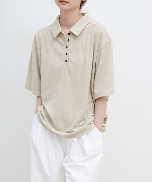 select MOCA(セレクトモカ)の「ベーシックパイルポロTシャツ(ポロシャツ・レディース・ライトグレー/グレイッシュベージュ/チャコール・FREE)」の14枚目の写真