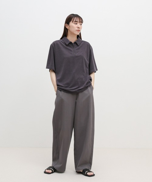 select MOCA(セレクトモカ)の「ベーシックパイルポロTシャツ(ポロシャツ・レディース・ライトグレー/グレイッシュベージュ/チャコール・FREE)」の6枚目の写真