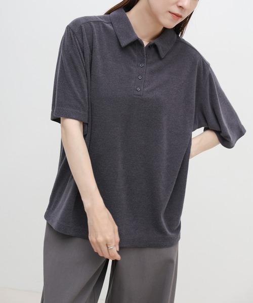 select MOCA(セレクトモカ)の「ベーシックパイルポロTシャツ(ポロシャツ・レディース・ライトグレー/グレイッシュベージュ/チャコール・FREE)」の22枚目の写真