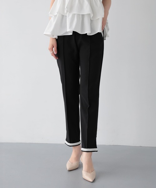 Fit more(フィットモア)の「パールテープリボンテーパードパンツ(その他パンツ・レディース・イエロー/ブラック/ミント・S/PS/M)」の2枚目の写真