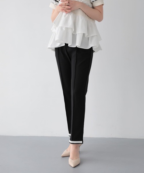 Fit more(フィットモア)の「パールテープリボンテーパードパンツ(その他パンツ・レディース・イエロー/ブラック/ミント・S/PS/M)」の9枚目の写真