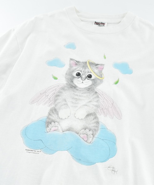 VINTAGE(ヴィンテージ)の「【USED】90’s ONITA “Angel Cat” アニマル Tシャツ(Tシャツ/カットソー・メンズ・ホワイト・LARGE)」の9枚目の写真
