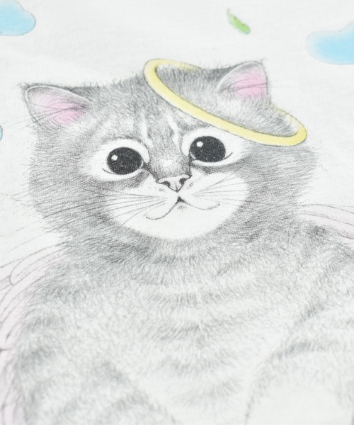 VINTAGE(ヴィンテージ)の「【USED】90’s ONITA “Angel Cat” アニマル Tシャツ(Tシャツ/カットソー・メンズ・ホワイト・LARGE)」の8枚目の写真