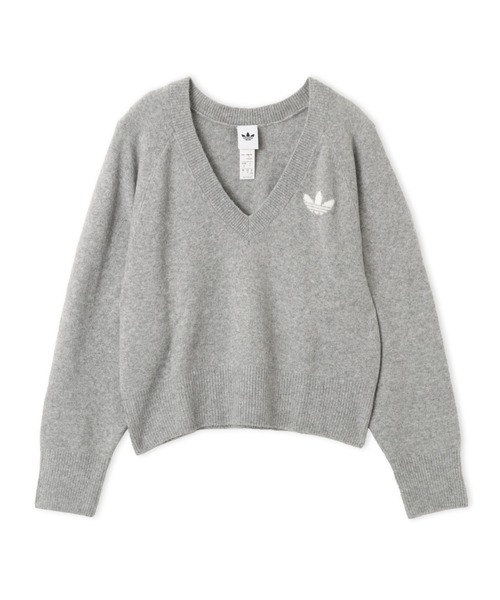 adidas(アディダス)の「adidas ESSENTIALS KNIT SWEATSHIRT / アディダス エッセンシャルズ ニット スウェットシャツ(ニット/セーター・レディース・グレー・S/M/L)」の1枚目の写真