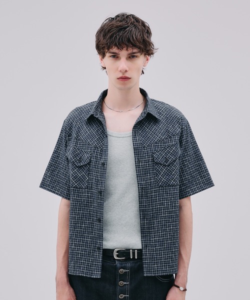 Regen Glanz(レーゲングランツ)の「modern western seersucker short sleeve shirt / モダンウエスタンシアサッカーショートスリーブシャツ(シャツ/ブラウス・メンズ・ライトホワイト/ネイビー・SMALL/MEDIUM/LARGE)」の10枚目の写真