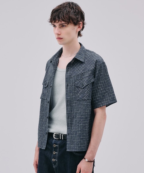 Regen Glanz(レーゲングランツ)の「modern western seersucker short sleeve shirt / モダンウエスタンシアサッカーショートスリーブシャツ(シャツ/ブラウス・メンズ・ライトホワイト/ネイビー・SMALL/MEDIUM/LARGE)」の8枚目の写真