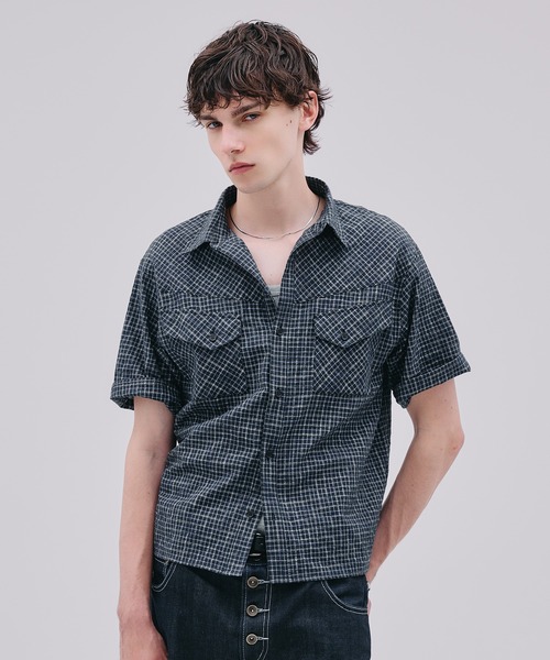 Regen Glanz(レーゲングランツ)の「modern western seersucker short sleeve shirt / モダンウエスタンシアサッカーショートスリーブシャツ(シャツ/ブラウス・メンズ・ライトホワイト/ネイビー・SMALL/MEDIUM/LARGE)」の5枚目の写真