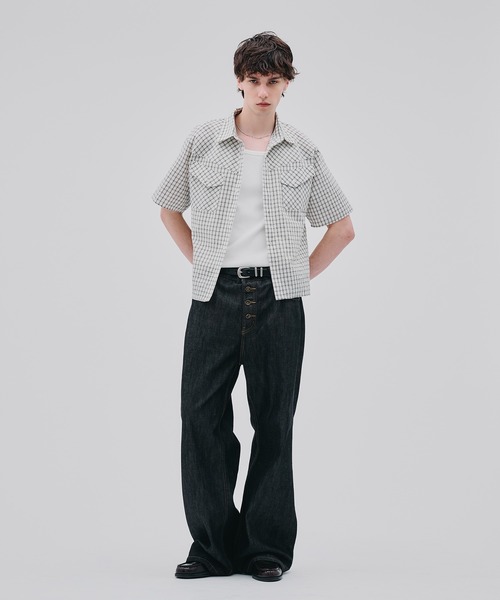 Regen Glanz(レーゲングランツ)の「modern western seersucker short sleeve shirt / モダンウエスタンシアサッカーショートスリーブシャツ(シャツ/ブラウス・メンズ・ライトホワイト/ネイビー・SMALL/MEDIUM/LARGE)」の14枚目の写真