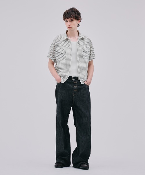 Regen Glanz(レーゲングランツ)の「modern western seersucker short sleeve shirt / モダンウエスタンシアサッカーショートスリーブシャツ(シャツ/ブラウス・メンズ・ライトホワイト/ネイビー・SMALL/MEDIUM/LARGE)」の12枚目の写真
