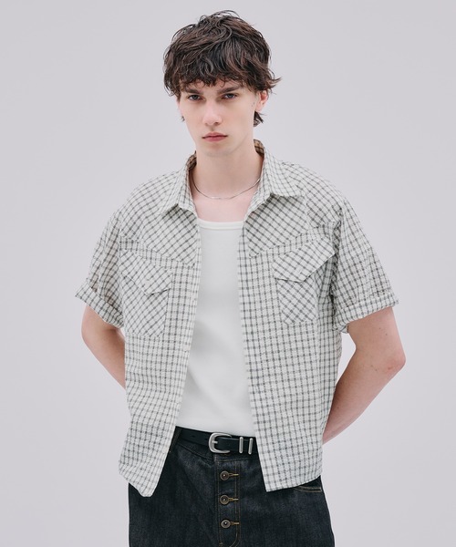 Regen Glanz(レーゲングランツ)の「modern western seersucker short sleeve shirt / モダンウエスタンシアサッカーショートスリーブシャツ(シャツ/ブラウス・メンズ・ライトホワイト/ネイビー・SMALL/MEDIUM/LARGE)」の21枚目の写真