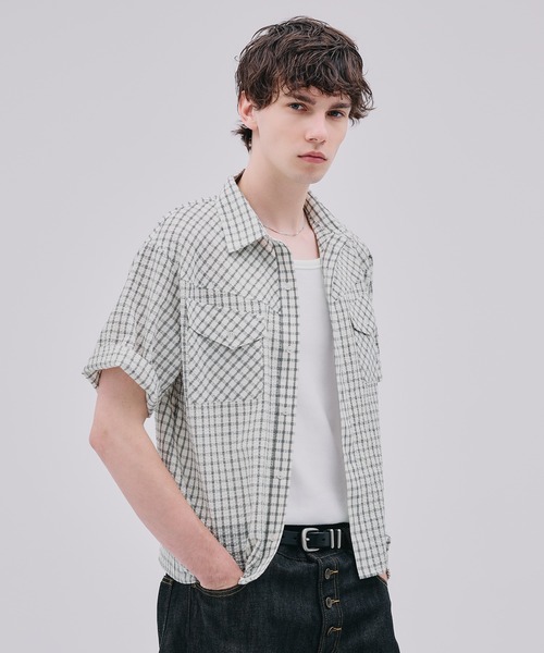 Regen Glanz(レーゲングランツ)の「modern western seersucker short sleeve shirt / モダンウエスタンシアサッカーショートスリーブシャツ(シャツ/ブラウス・メンズ・ライトホワイト/ネイビー・SMALL/MEDIUM/LARGE)」の20枚目の写真