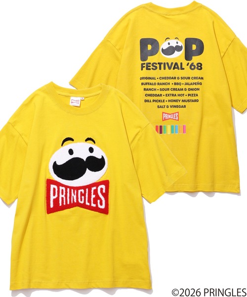CORPUS SELECT(コーパストーキョー)の「【PRINGLES/プリングルズ】サガラ刺繍 バックプリント ポップフェスティバル 半袖Tシャツ(Tシャツ/カットソー・メンズ・イエロー/チャコールグレー/ホワイト/レッド/グリーン・S/M/LL/L)」の4枚目の写真