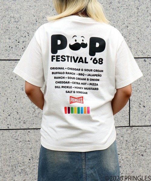 CORPUS SELECT(コーパストーキョー)の「【PRINGLES/プリングルズ】サガラ刺繍 バックプリント ポップフェスティバル 半袖Tシャツ(Tシャツ/カットソー・メンズ・イエロー/チャコールグレー/ホワイト/レッド/グリーン・S/M/LL/L)」の9枚目の写真