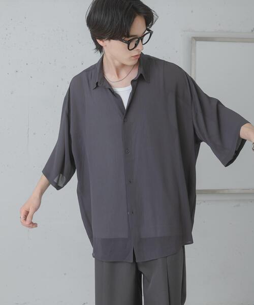 SENSE OF PLACE by URBAN RESEARCH（センスオブプレイスバイアーバンリサーチ）の「シアーヨウリュウエクストラルーズシャツ（シャツ/ブラウス・メンズ・ブルー/ブラウン/チャコールグレー・MEDIUM/LARGE）」の6枚目の写真