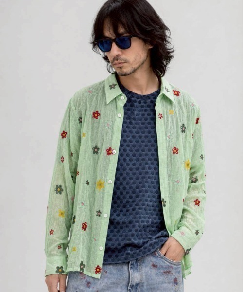 KAMINARI_TOKIO(カミナリトキオ)の「総柄シャツ(シャツ/ブラウス・レディース・ホワイト/ブラック/ダークグリーン/ベージュ/ピンク/グリーン・FREE)」の22枚目の写真