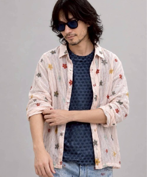 KAMINARI_TOKIO(カミナリトキオ)の「総柄シャツ(シャツ/ブラウス・レディース・ホワイト/ブラック/ダークグリーン/ベージュ/ピンク/グリーン・FREE)」の11枚目の写真