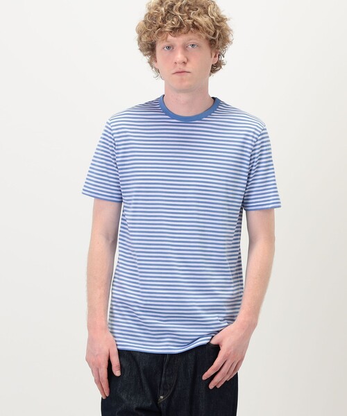 SUNSPEL(サンスペル)の「SUNSPELコットン クラシック ボーダーTシャツ(Tシャツ/カットソー・メンズ・ブルー系その他/グリーン系その他・M/L)」の4枚目の写真