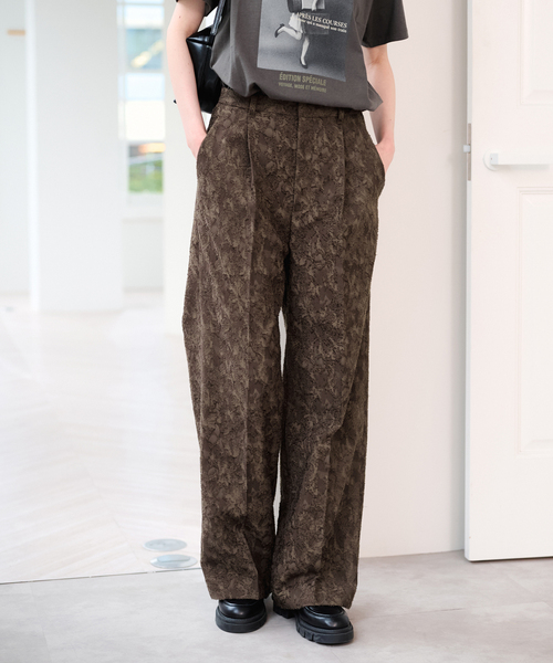 ユリウス 7 日本製 ジャガードストレッチ タックアップ ラッピングパンツ ジャガードタックパンツ（スラックス）｜U by SPICK&SPAN（ユーバイス