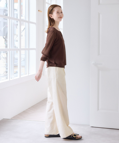 U by SPICK&SPAN（ユーバイスピックアンドスパン）の「ジャガードタックパンツ（スラックス・レディース・カーキ/ホワイト・38/36）」の4枚目の写真