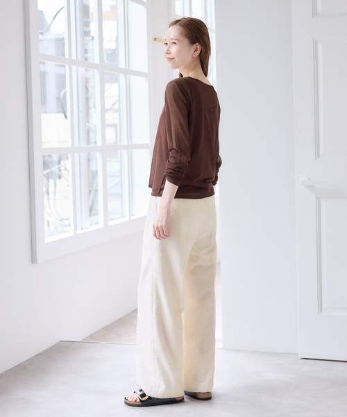 U by SPICK&SPAN（ユーバイスピックアンドスパン）の「ジャガードタックパンツ（スラックス・レディース・カーキ/ホワイト・38/36）」の6枚目の写真