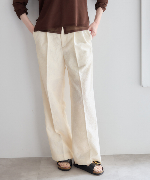 U by SPICK&SPAN（ユーバイスピックアンドスパン）の「ジャガードタックパンツ（スラックス・レディース・カーキ/ホワイト・38/36）」の7枚目の写真