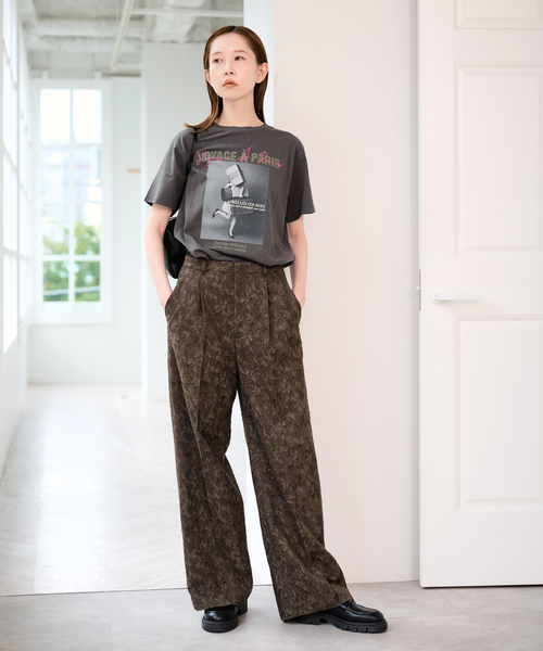 U by SPICK&SPAN（ユーバイスピックアンドスパン）の「ジャガードタックパンツ（スラックス・レディース・カーキ/ホワイト・38/36）」の18枚目の写真